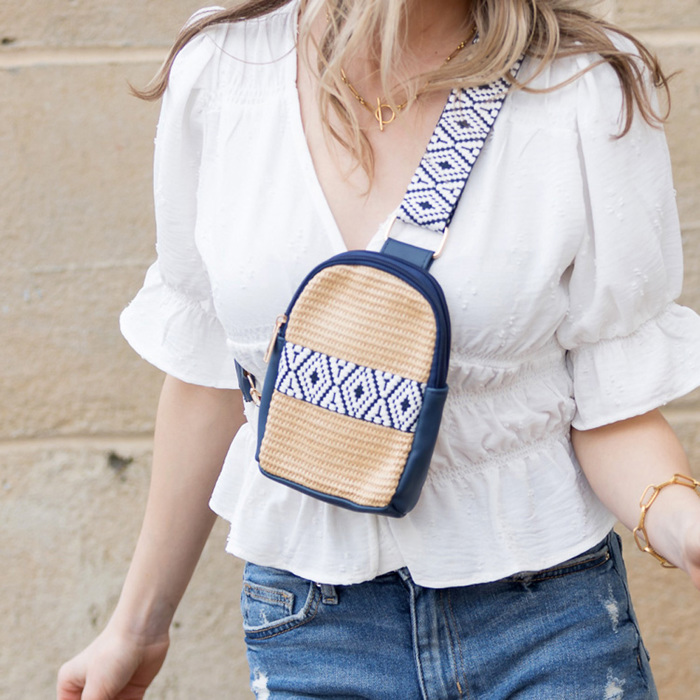 Naomi Woven Guitar Strap Crossbody Sling Bag