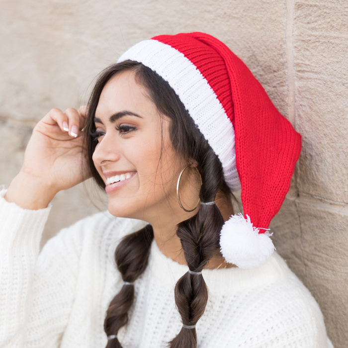 Knit Santa Stocking Beanie Hat