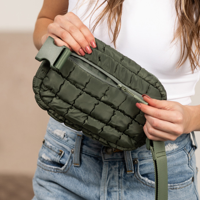 Evyn Quilted Puffer Crossbody Sling Belt Bum Bag