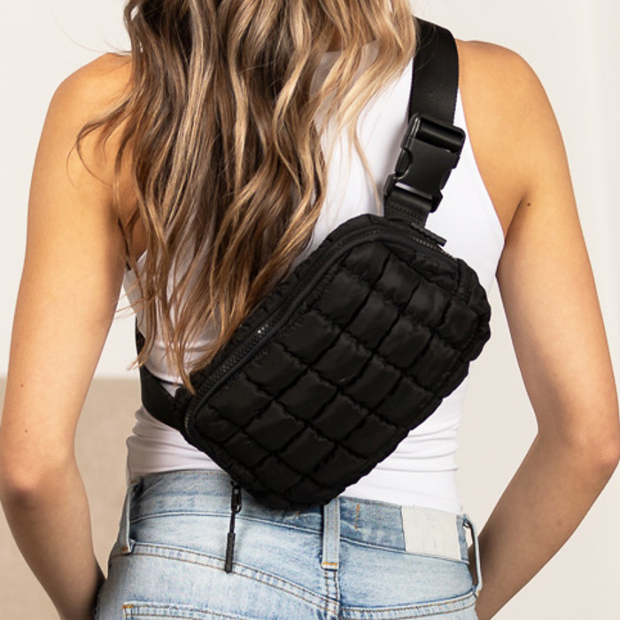 Evyn Quilted Puffer Crossbody Sling Belt Bum Bag