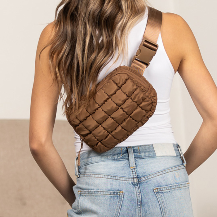 Evyn Quilted Puffer Crossbody Sling Belt Bum Bag