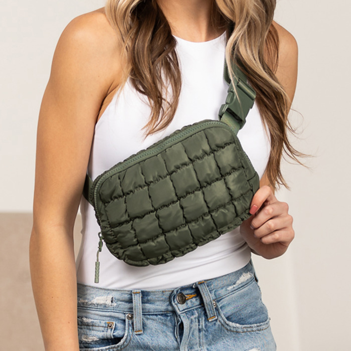 Evyn Quilted Puffer Crossbody Sling Belt Bum Bag