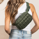  Evyn Quilted Puffer Crossbody Sling Belt Bum Bag