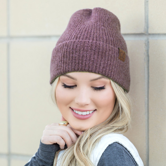 C.C� Fine Yarn Cuff Beanie Hat