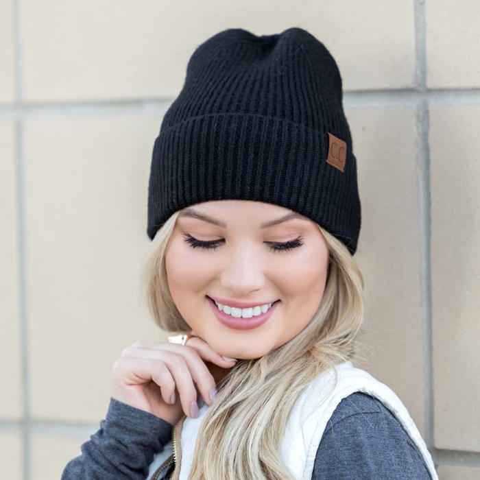 C.C� Fine Yarn Cuff Beanie Hat