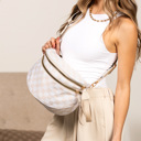  Frankie Oversize Double Zip Print Crescent Crossbody Sling