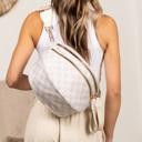  Frankie Oversize Double Zip Print Crescent Crossbody Sling