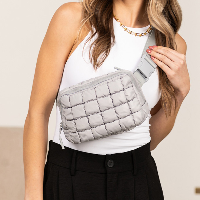 Evyn Quilted Puffer Crossbody Sling Belt Bum Bag