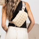  Evyn Quilted Puffer Crossbody Sling Belt Bum Bag