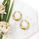  18K STAINLESS STEEL MOD HOOP EARRINGS