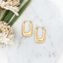  18K STAINLESS STEEL MINI RECTANGLE HOOP EARRINGS