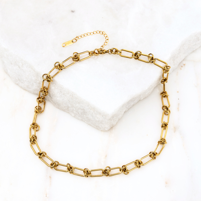 18K STAINLESS STEEL BARBED WIRE CHAIN NECKLACE