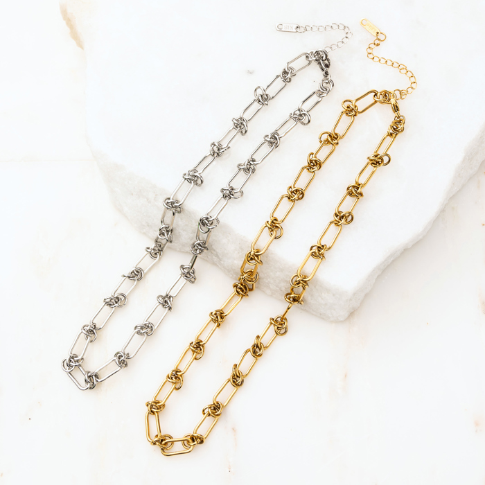 18K STAINLESS STEEL BARBED WIRE CHAIN NECKLACE