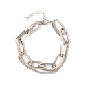 Silver 18K STAINLESS STEEL LAYERED PAPERCLIP BRACELET