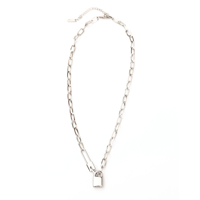 18K STAINLESS STEEL LOCK & CLIP CHAIN NECKLACE