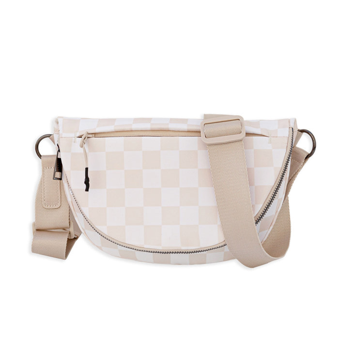 Olivia Nylon Checkered Foldover Crossbody