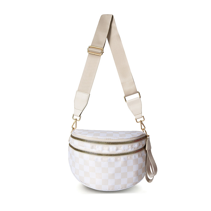 Frankie Oversize Double Zip Print Crescent Crossbody Sling