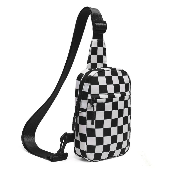 Kenzie Nylon Checkered Crossbody Sling Bag