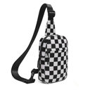 Black Kenzie Nylon Checkered Crossbody Sling Bag