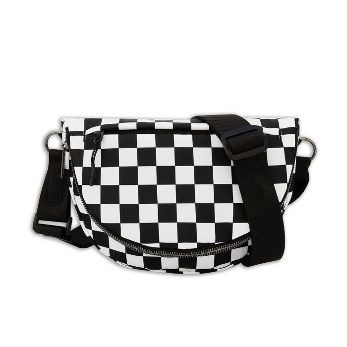 Olivia Nylon Checkered Foldover Crossbody