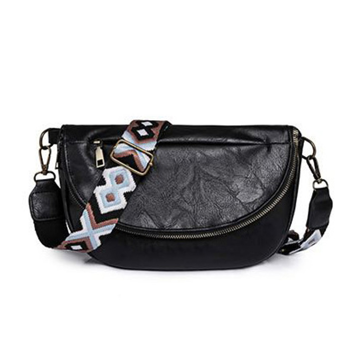 Callie Fold-Over Leather Crossbody Sling Bag