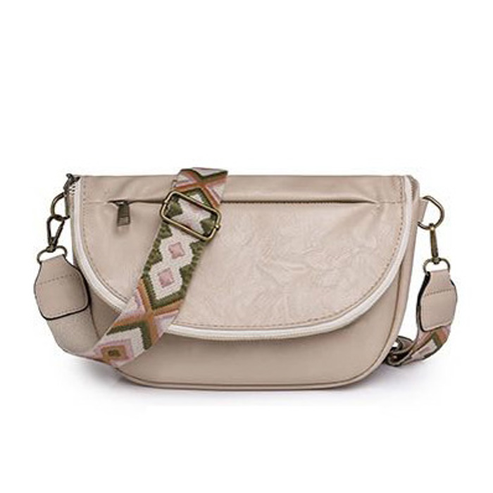 Sabrina Double Zip Leather Crescent Crossbody Sling