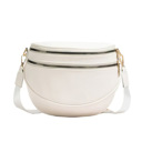 Bone Sabrina Double Zip Leather Crescent Crossbody Sling