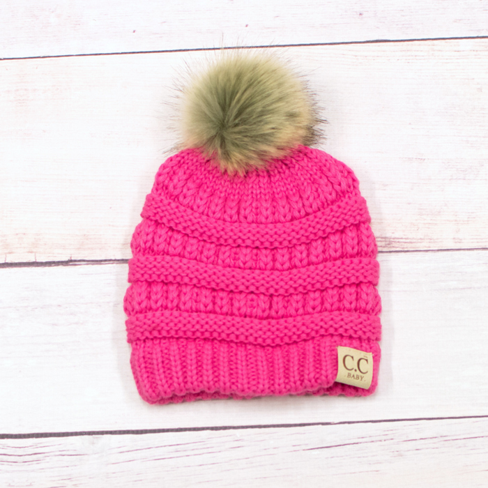 CC Baby Fur Pom Beanie Hat