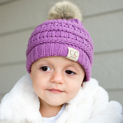 CC Baby Fur Pom Beanie Hat