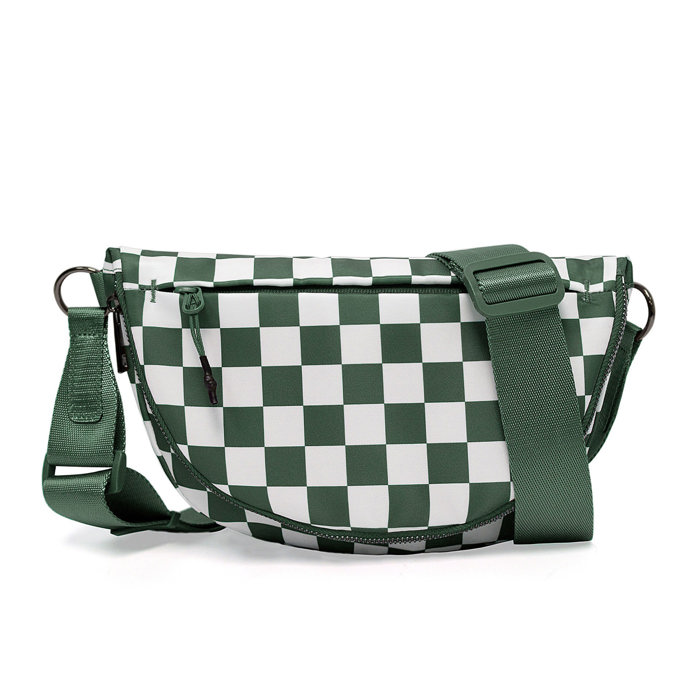 Olivia Nylon Checkered Foldover Crossbody