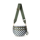 Eucalyptus Check Frankie Oversize Double Zip Print Crescent Crossbody Sling