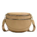  Sabrina Double Zip Leather Crescent Crossbody Sling
