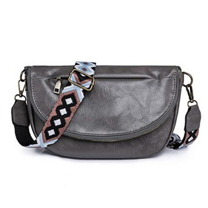 Callie Fold-Over Leather Crossbody Sling Bag