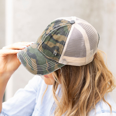 C.C� Camo Distressed Caps Hat
