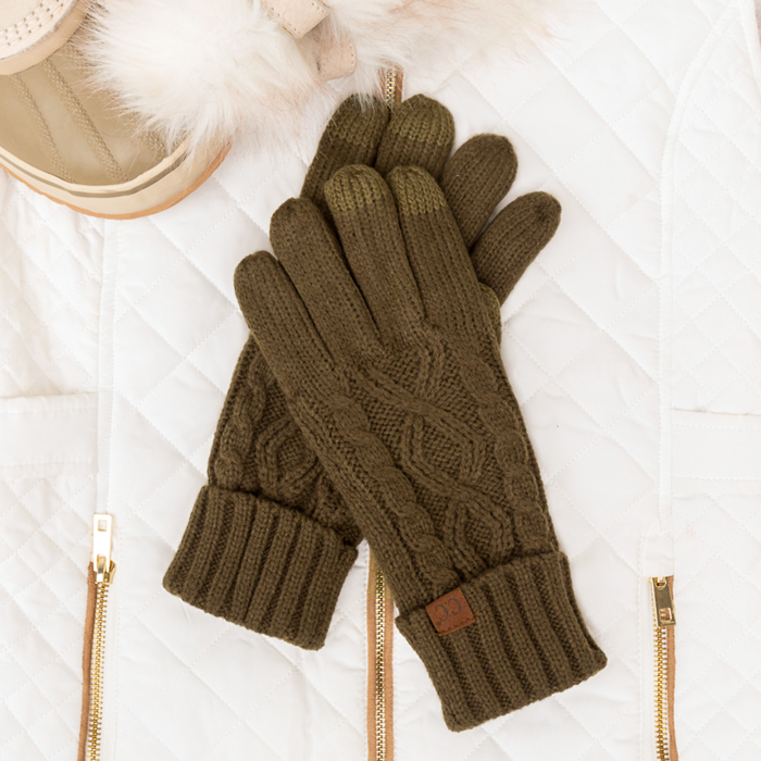 C.C� Cable Knit Lined Gloves