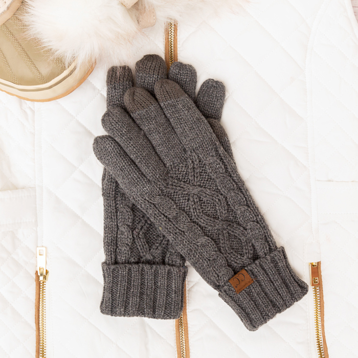 C.C� Cable Knit Lined Gloves