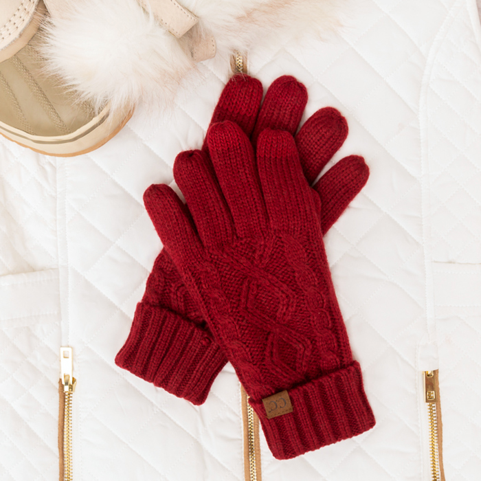 C.C� Cable Knit Lined Gloves