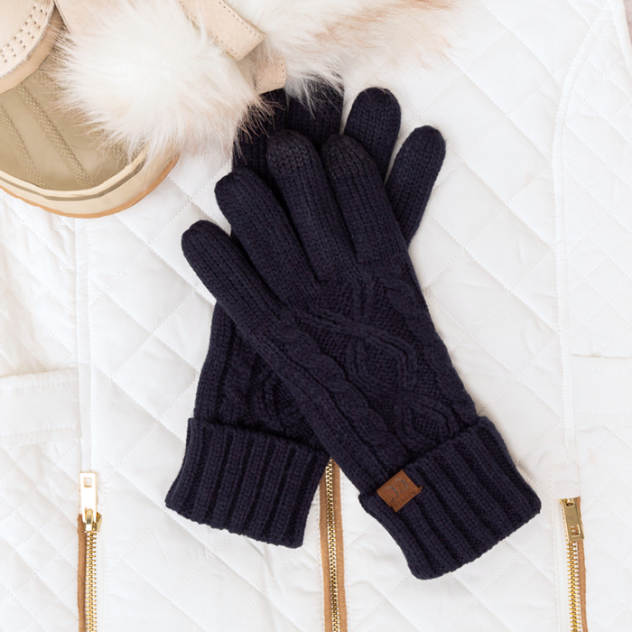 C.C� Cable Knit Lined Gloves
