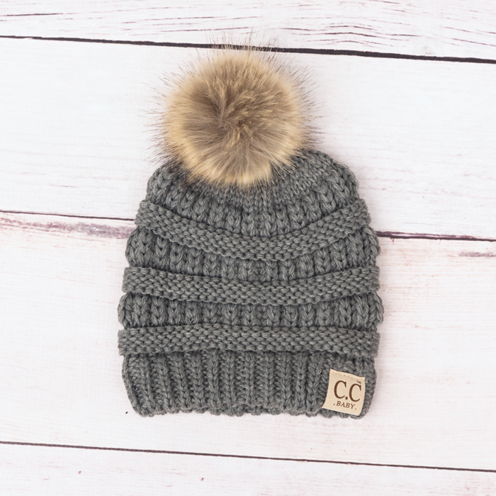 CC Baby Fur Pom Beanie Hat