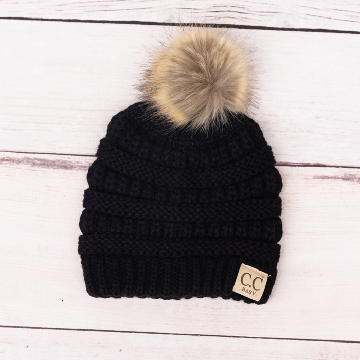 CC Baby Fur Pom Beanie Hat