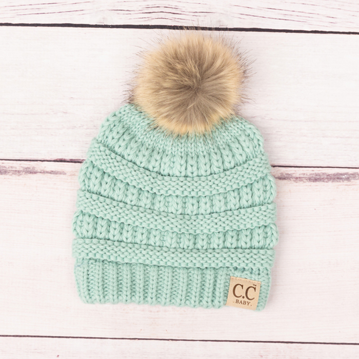 CC Baby Fur Pom Beanie Hat