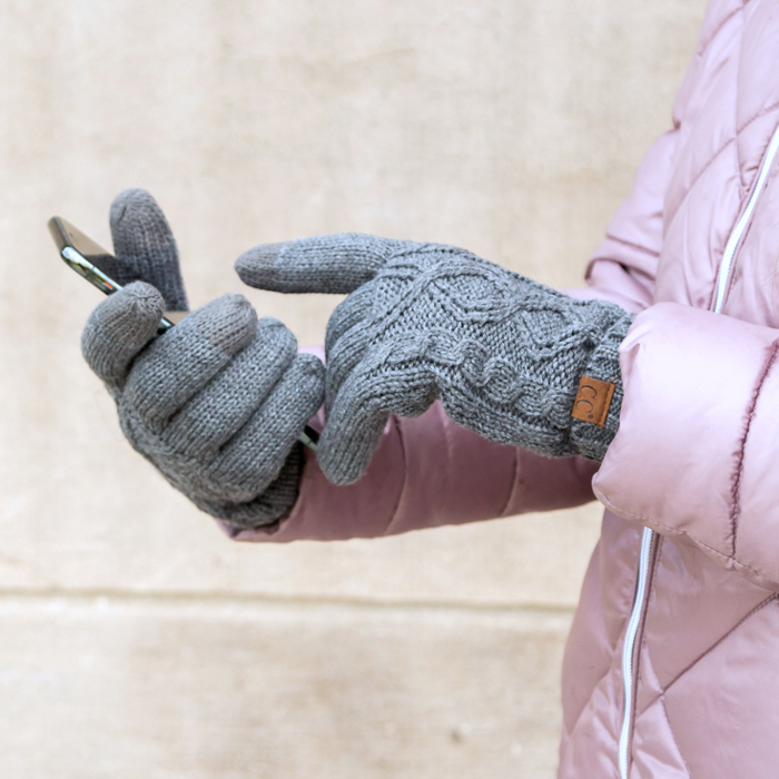 C.C� Cable Knit Lined Gloves