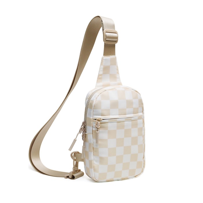 Kenzie Nylon Checkered Crossbody Sling Bag