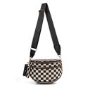  Kaylee Mixed Media Double Zip Crossbody Sling Bag