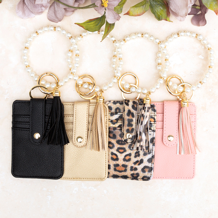 Pearl Key Ring Wallet Bracelet