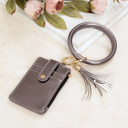 Pewter Key Ring ID Wallet Zip Bracelet