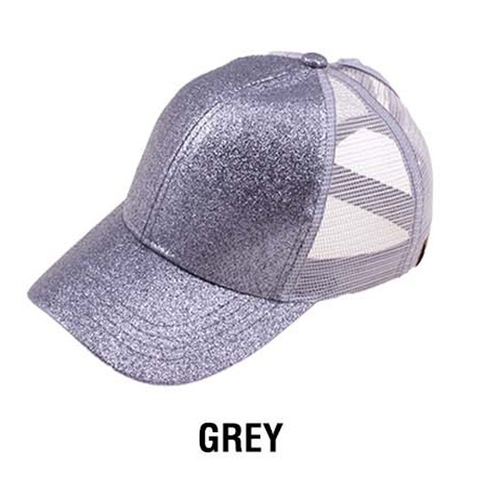 C.C� Glitter Messy Bun  Cap Hat