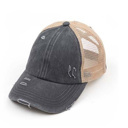 Charcoal CC Criss-Cross Ponytail Caps Hat