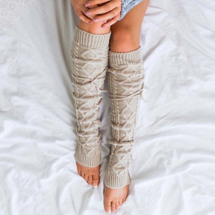Long Cable-Knit Leg Warmers
