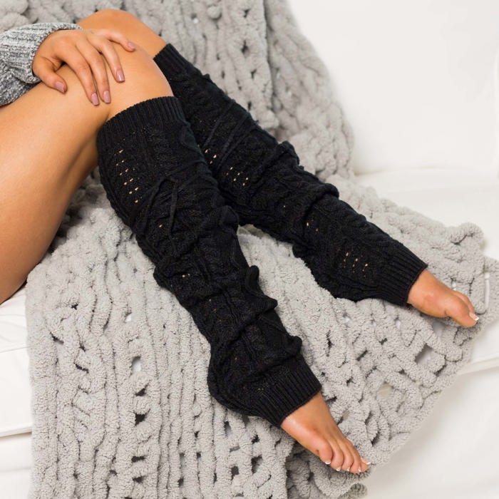 Long Cable-Knit Leg Warmers